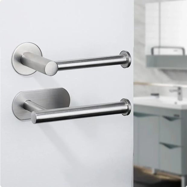 No-Drill Stainless Steel Toilet Paper Holder - Adhesive Wall Mount