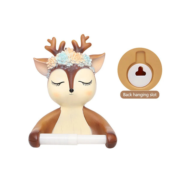 Title: Fawn Roll Paper Tissue Box - Cute Vinyl Tissue Canister for Home Decor