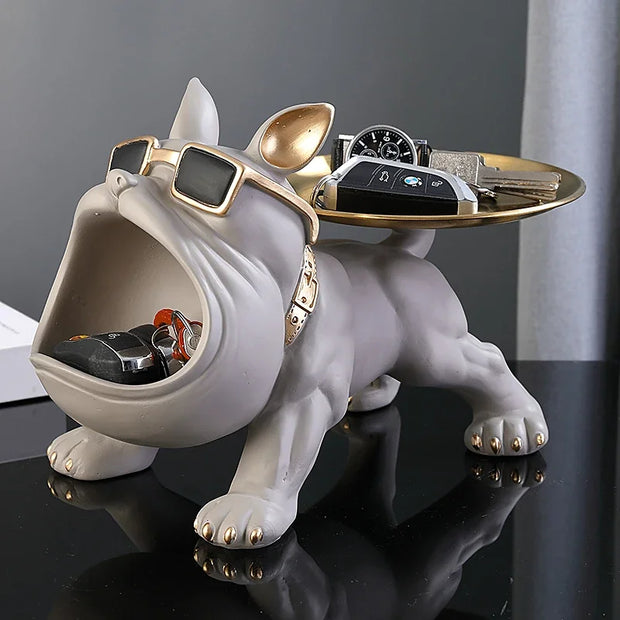 BulldogFigurine Dog Statue Storage Box – Resin Animal Ornament, Home Decor, Puppy Sculpture