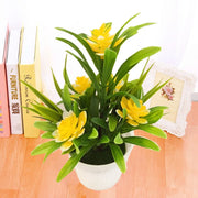 Artificial Lotus Flower Potted Plant – Simulated Plastic Bonsai Decoration for Home, Party, Office & DIY Decor (11x18cm)