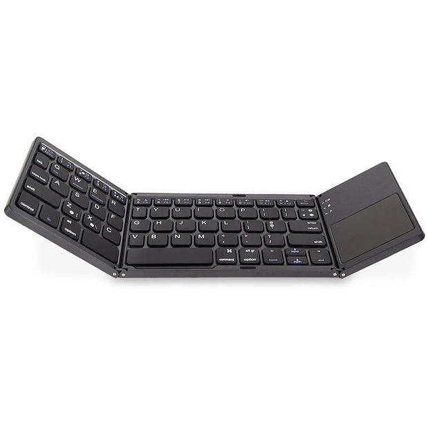 B033 Mini Wireless Keyboard Bluetooth Touchpad Portable Magnetic Triple Folding Keyboard for Windows Android IOS iPad Phone