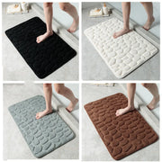 Cobblestone Embossed Memory Foam Bathroom Mat – Non-Slip, Super Absorbent, Soft Coral Fleece, Eco-Friendly