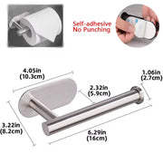 No-Drill Stainless Steel Toilet Paper Holder - Adhesive Wall Mount