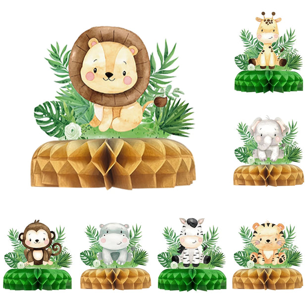 Jungle Animals Honeycomb Decorations – Safari Themed Party Supplies for Birthday, Baby Shower, Wild One, Kids & Gender Reveal