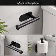 No-Drill Stainless Steel Toilet Paper Holder - Adhesive Wall Mount