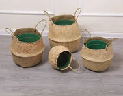 Handmade Rattan Woven Storage Basket - Multi-Use Decorative Flower Pot Cover & Handheld Basket | Rustic Home Décor