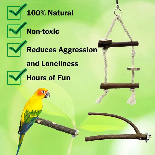 Wooden Bird Perch Stick for Parrots and Small Birds – Natural Bird Cage Accessory