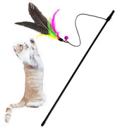 Interactive Feather Cat Toy Rod with Bell – Plastic Teaser for Exercise and Play