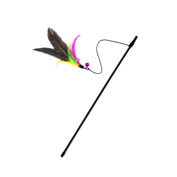 Interactive Feather Cat Toy Rod with Bell – Plastic Teaser for Exercise and Play