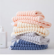 KAMAO Striped Velvet Coral Velvet Bath Towel - Quick Drying, Soft and Absorbent