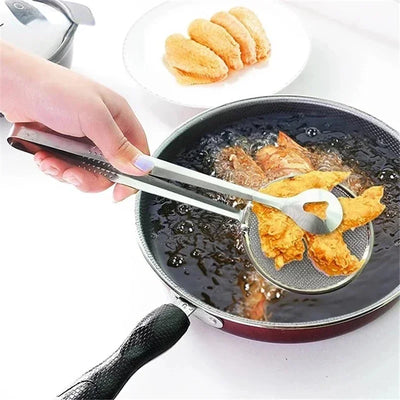 Stainless Steel Food Clip Colander - Multifunctional Strainer & Tongs