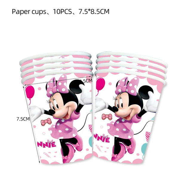 Minnie Mouse Birthday Party Supplies – Disposable Tableware, Balloons, Cups, Plates, Tablecloth, Baby Shower Decorations