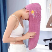 Dry Hair Towel – Soft Coral Fleece, Quick Absorbing, Button Design for Easy Wear