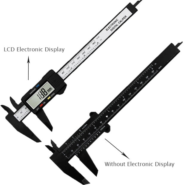 Digital Vernier Caliper - 0-150mm Plastic Measuring Tool with LCD Display