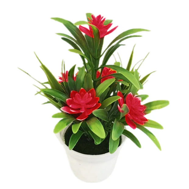 Artificial Lotus Flower Potted Plant – Simulated Plastic Bonsai Decoration for Home, Party, Office & DIY Decor (11x18cm)