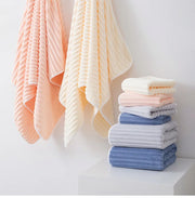 KAMAO Striped Velvet Coral Velvet Bath Towel - Quick Drying, Soft and Absorbent