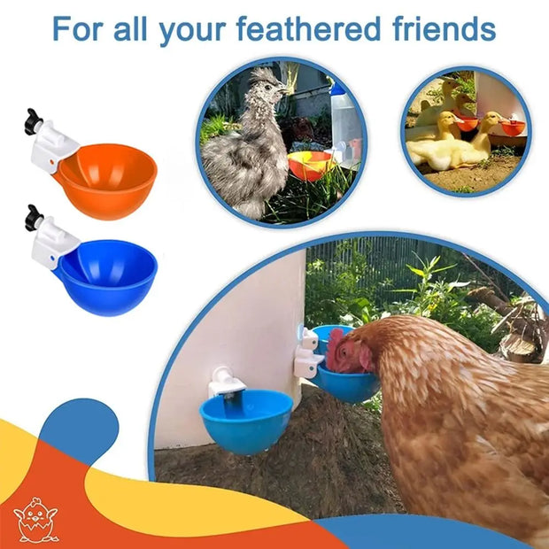 Automatic Chicken Water Feeder – High-Quality Plastic Water Cups for Chickens, Ducks, Quails, and More (4-Pack)