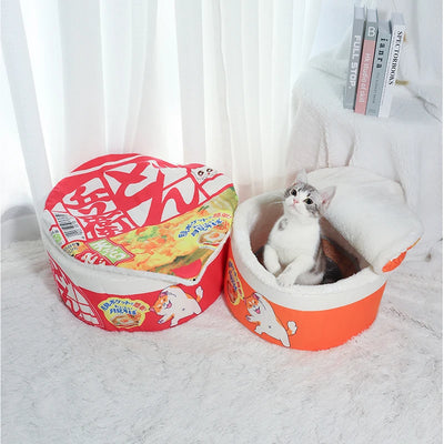 Instant Noodle Shaped Pet House – Soft Plush Cat and Dog Bed