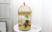 Modern Iron Wrought Metal Birdcage - White Hanging Flowerpot for Succulent Plants