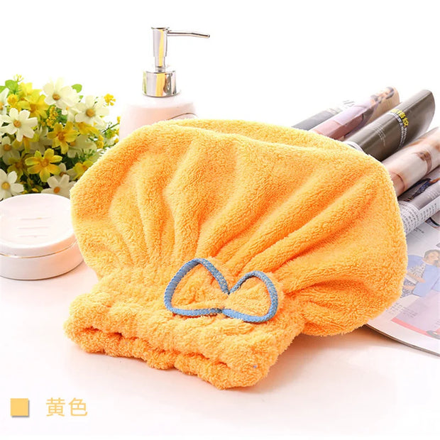 NoEnName Coral Fleece Shower Cap – Quick-Dry Hair Hat, Eco-Friendly, Plush Material