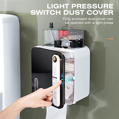 Multifunction Toilet Paper Box with Smart Aromatherapy - Wall Mount Storage Rack, Waterproof Paper Holder