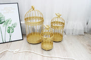 Modern Iron Wrought Metal Birdcage - White Hanging Flowerpot for Succulent Plants