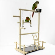 Parrot Playstand with Cup, Swing, and Climbing Ladder – Wooden Bird Playground for Cockatiels, Budgies, and Parrots