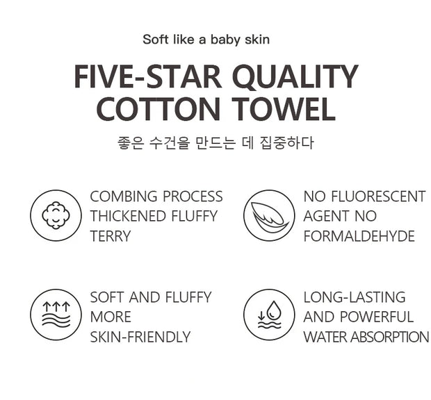 Combed Cotton Absorbent Towel – Soft, Quick-Drying, and Durable